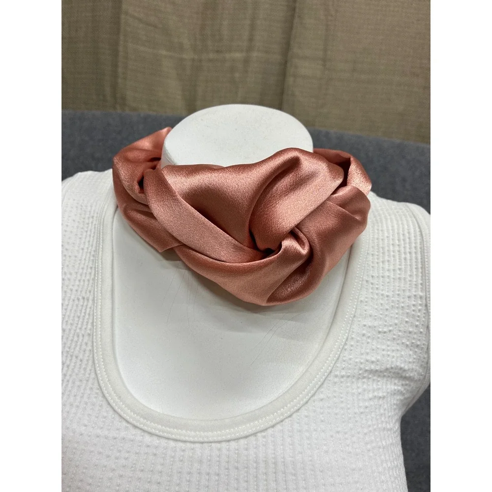 Tasha Rose Gold Satin Knotted Headband Twisted Silk Look Hair Accessory